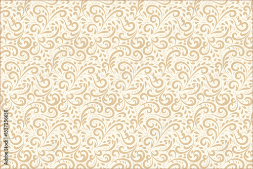 Elegant Seamless Floral Swirl Pattern in Beige and Cream