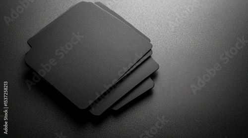 Stack of dark gray business cards