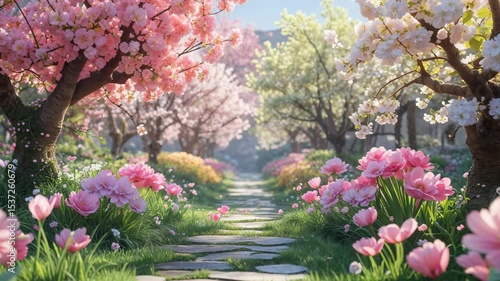 Beautiful Floral Animation: 4K Spring Blossom Garden Background Loop