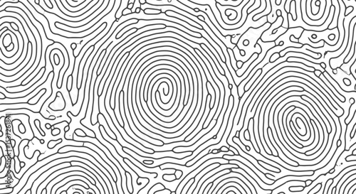 Abstract black and white line art pattern background with organic shapes and circles design drawing style editable stock vector illustration
