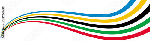 Olympic games banner. Colored Olympic Games abstract curved rainbow wave isolated