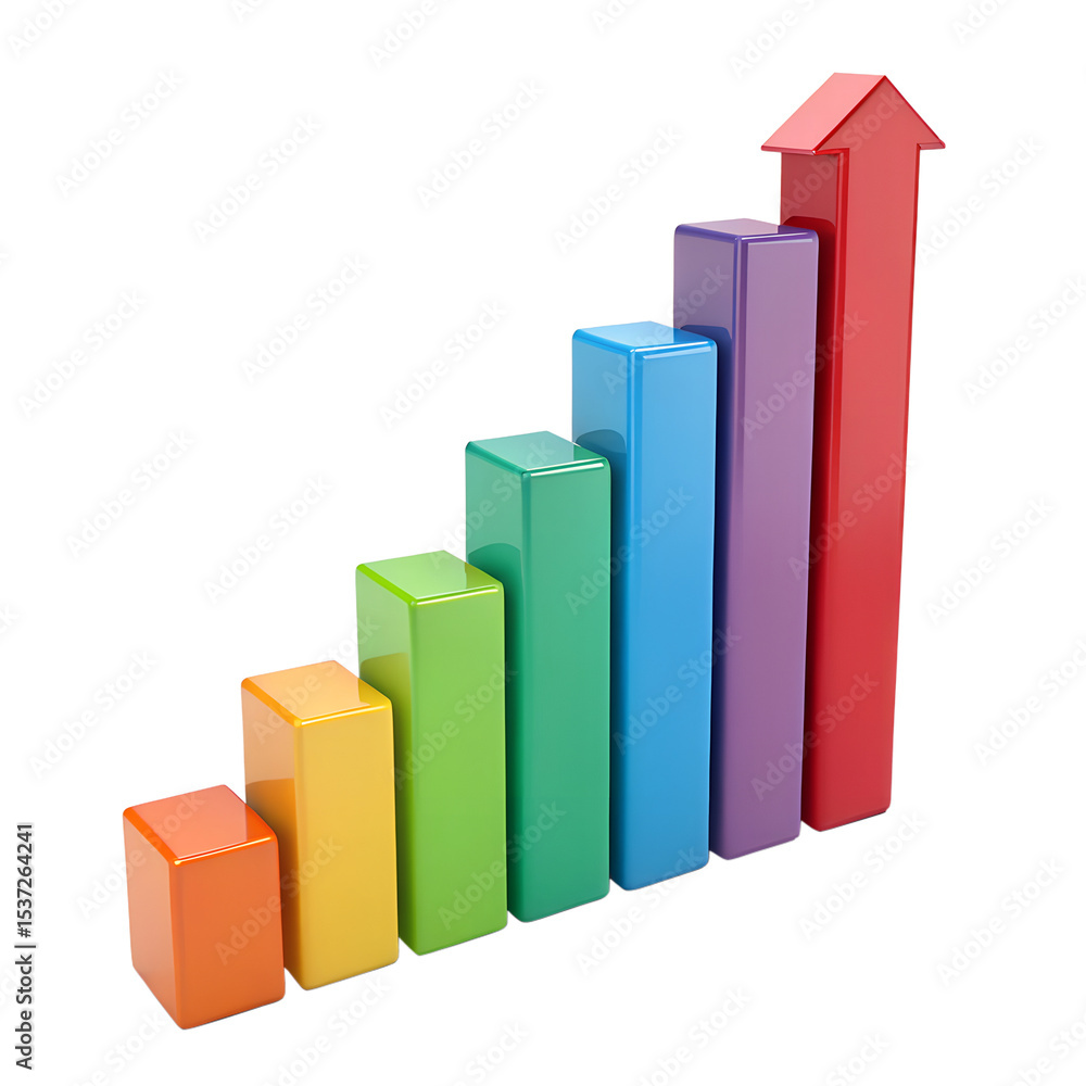Colorful 3d rendered bar graph illustrating upward financial growth representing business success and positive market trends against a black background Colorful 3d rendered bar graph illustrating upward financial growth representing business success and positive market trends against a black background