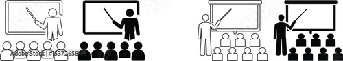 training icon, teaching seminar icon, lecture coaching with audience icon vector illustration