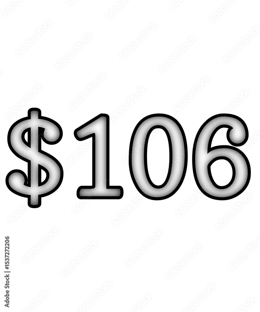 dollar sign on white background $106 dollar sign on white background $106