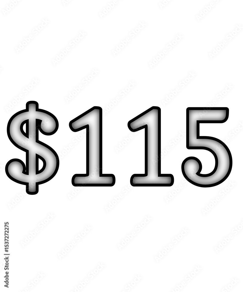 dollar sign on white background $115 dollar sign on white background $115