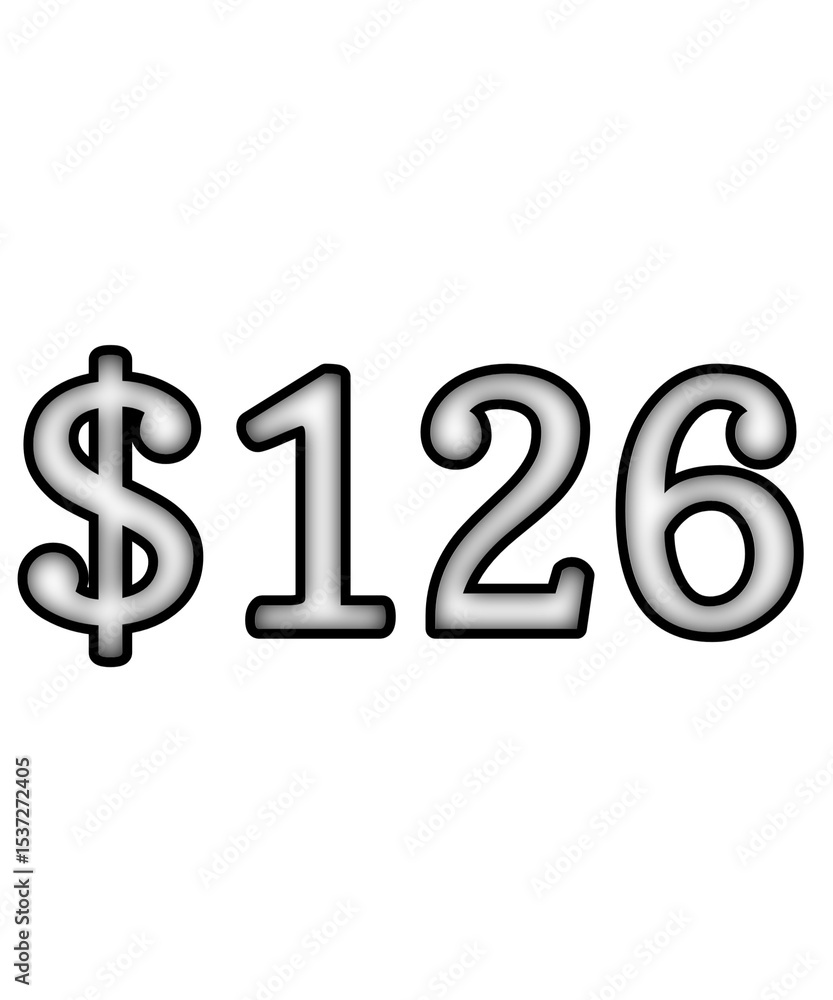dollar sign on white background $126 dollar sign on white background $126