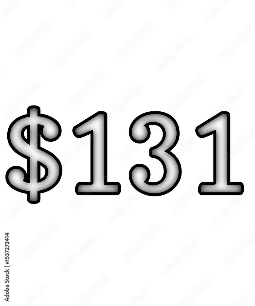 dollar sign on white background $131 dollar sign on white background $131