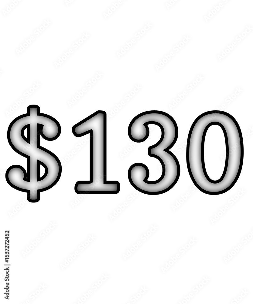 dollar sign on white background $130 dollar sign on white background $130
