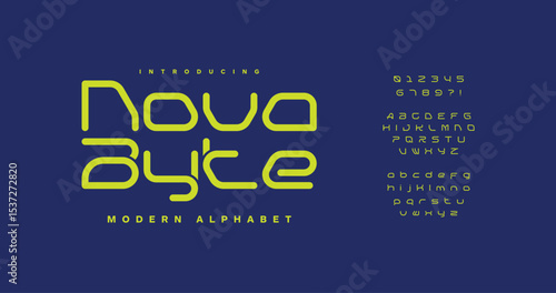 Nova Byte: Upgrade designs with a bubbly, futuristic font made for vibrant projects. Uppercase, numbers and punctuation included. 100% vector scalable