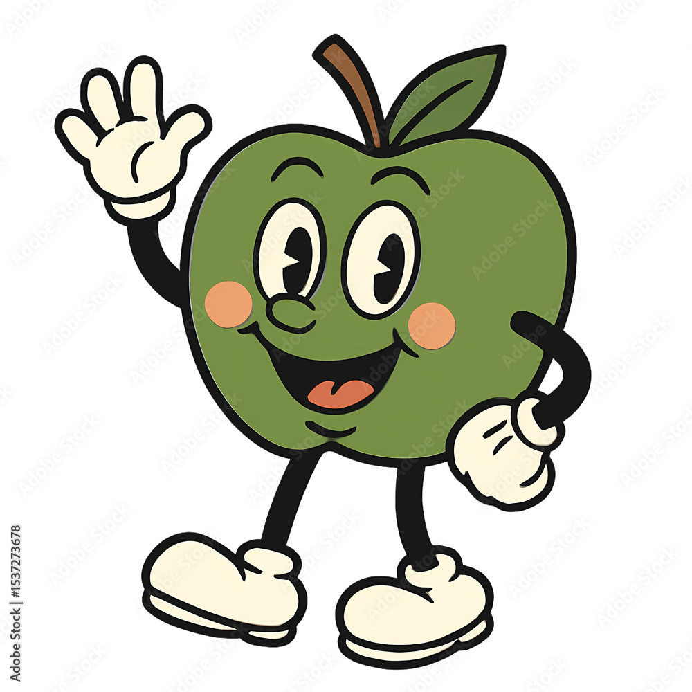 Obraz premium Cheerful cartoon apple character