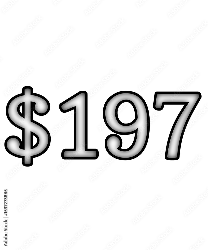 dollar sign on white background $197 dollar sign on white background $197