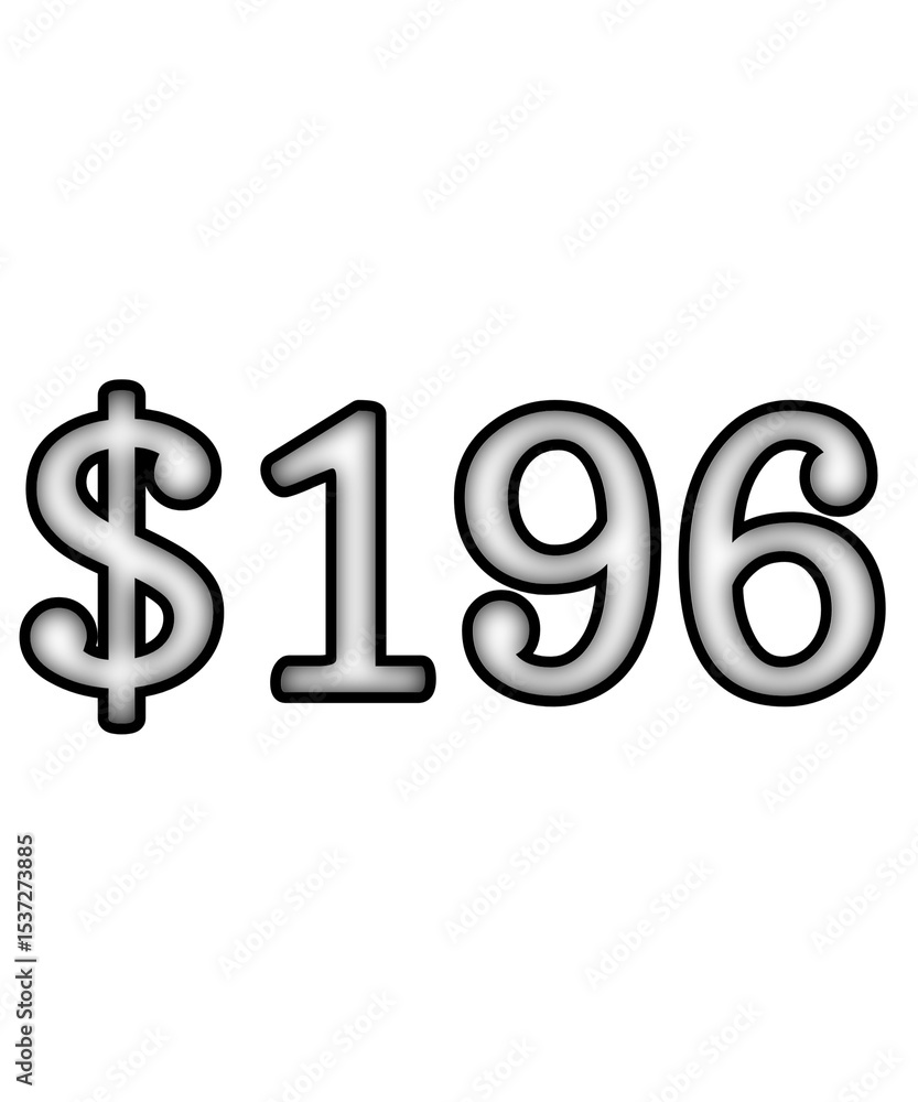 dollar sign on white background $196 dollar sign on white background $196