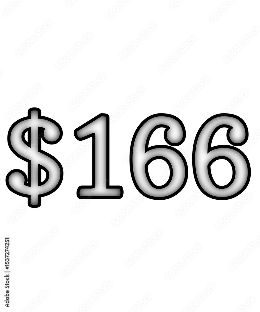 dollar sign on white background $166