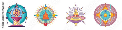 Minimalist Tarot Card Flat Illustration Mystic Divination & Fortune Telling Design