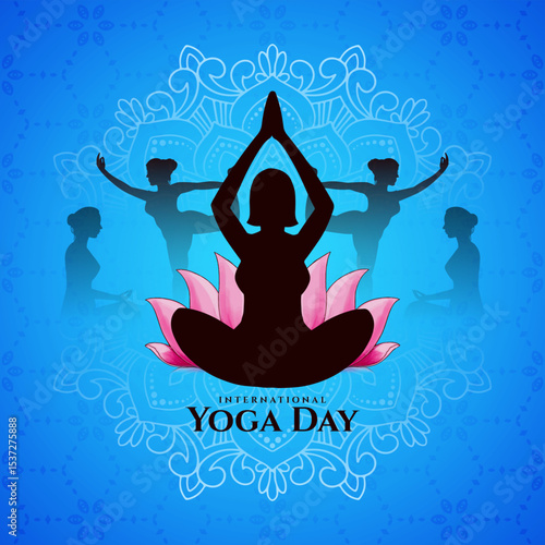 International Yoga day celebration wellness greeting card