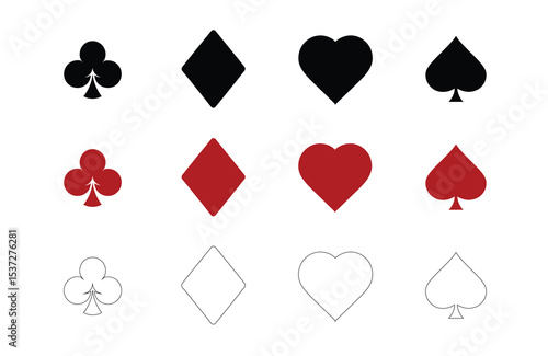 Poker playing cards vector illustration set design