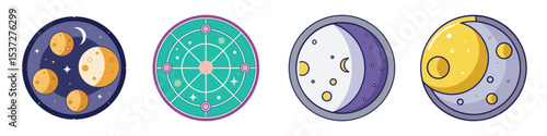 Minimalist Tarot Card Flat Illustration Mystic Divination & Fortune Telling Design