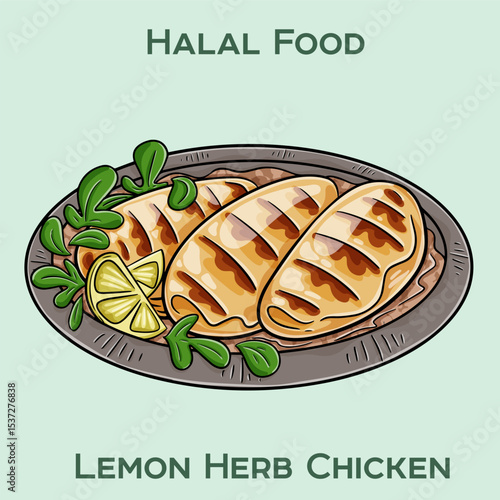 Savor our Lemon Herb Chicken, a delightful halal dish featuring tender chicken marinated in zesty lemon and aromatic herbs for a fresh, flavorful experience.