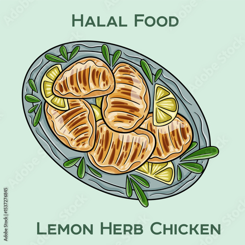 Savor our Lemon Herb Chicken, a delightful halal dish featuring tender chicken marinated in zesty lemon and aromatic herbs for a fresh, flavorful experience.
