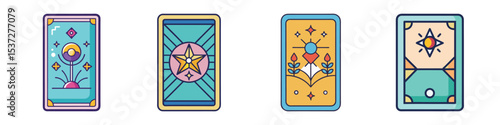 Tarot Card Flat Illustration Mystic Divination & Fortune Telling Design