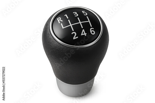 Close-up of a gear shift knob, featuring a transparent background, ideal for automotive or transportation-related projects