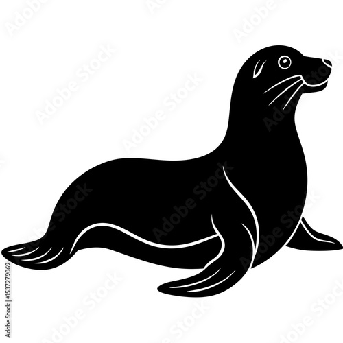 Silhouette of a sea lion resting