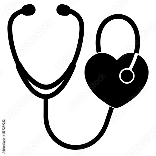 Silhouette of stethoscope and heart