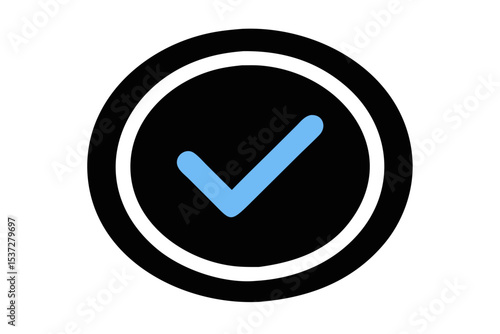 Check mark icon with circle. Check mark animation signifying approval, success, confirmation, or correctness. Smooth animation indicating completion or validation with black background.