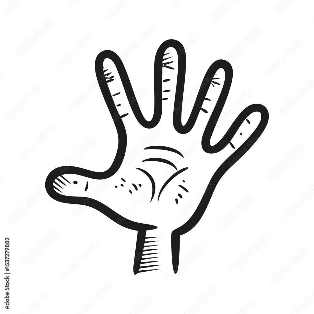 Obraz premium Hand Illustration With Palm Lines. Symbol Of Communication And Expression. Isolated Vector Illustration