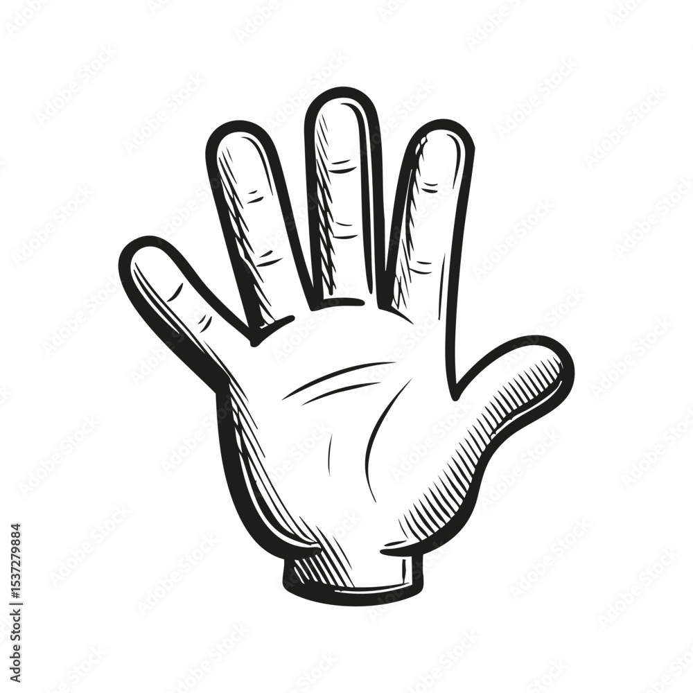 Obraz premium Hand Illustration With Detailed Lines. Symbol Of Communication And Expression. Isolated Vector Illustration