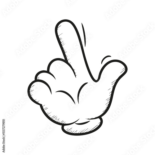 Cartoon Gloved Hand Pointing Upwards. Playful Gesture, Animation Style. Isolated Vector Illustration