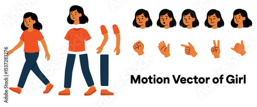 Girl motion vector. girl vector motion, girl motion illustration, for motion graphic girl vector