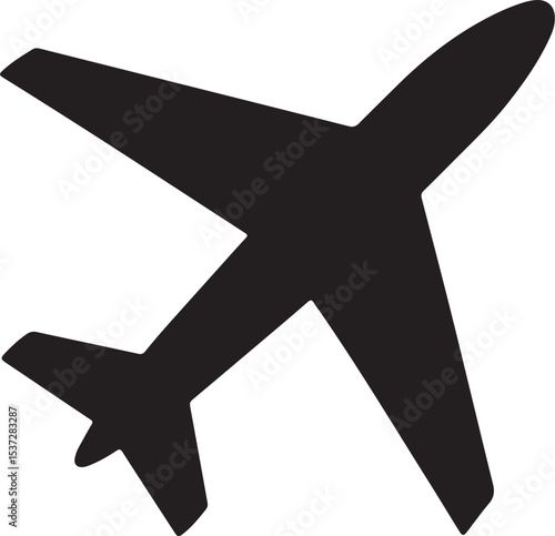 Vector airplane icon showing a flying aircraft symbol for travel and transportation