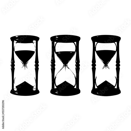 Minimalist Black Hourglass Silhouette on White Background

