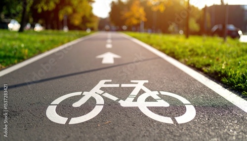 Wallpaper Mural white bicycle sign painted on asphalt road, city cycling concept  Torontodigital.ca