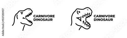 Carnivore dinosaur icons in outline vector style. Prehistoric predator illustrations for educational use