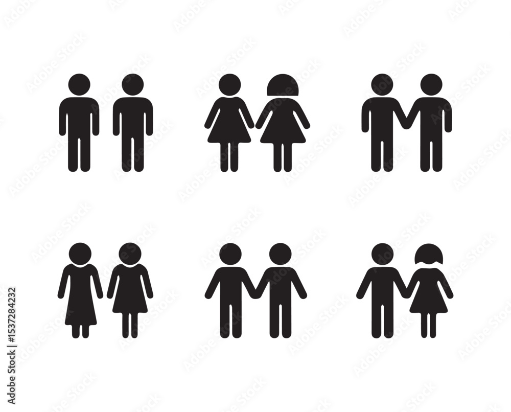 Simple people silhouette icons set Simple people silhouette icons set