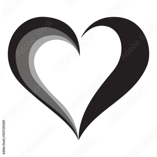 Heart shaped heart. Elegant Heart Logo Silhouette for Romantic Design
