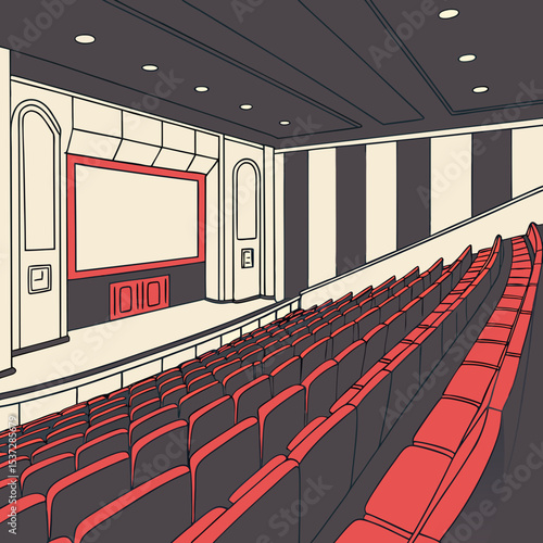 cinema auditorium with red chairs