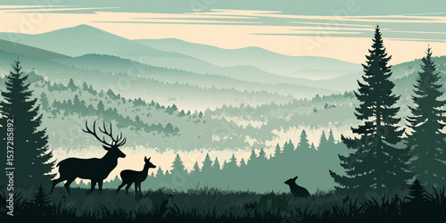 deer in the green forest