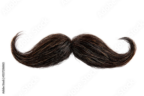 Detailed brown handlebar mustache isolated on transparent background