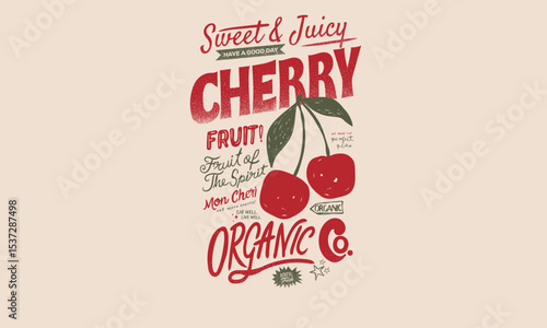 Sweet and juicy artwork. Sweet cherry artwork. Cherry fruit print. Cherry love. Organic food artwork for for t-shirt.