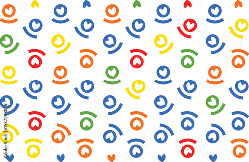  hearts on white background seamless pattern for Valentine's Day