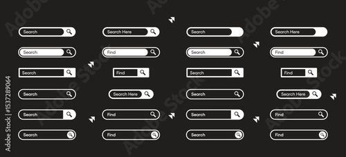Search Bar and Magnifying Glass Icon Design.
