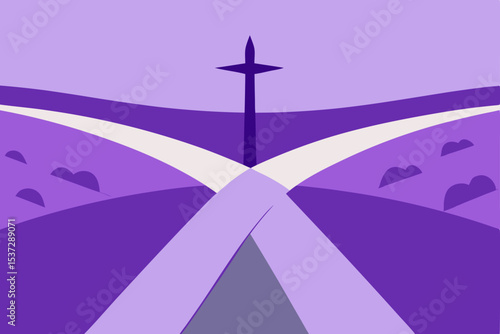 Divine crucifix silhouette against a twilight sky, a luminous symbol of faith and spiritual belief