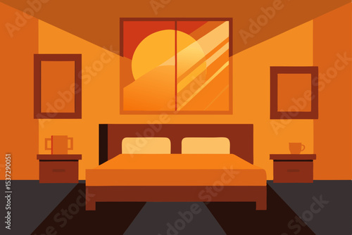 Modern interior design of a comfortable living room and luxury bedroom with contemporary furniture, a stylish lamp, and large window light