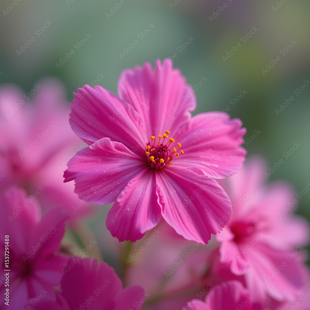 Obraz premium Close Up Vibrant Pink Flowers Soft Focus Macro Photography.