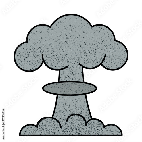 Nuclear explosion cloud rising above the ground
