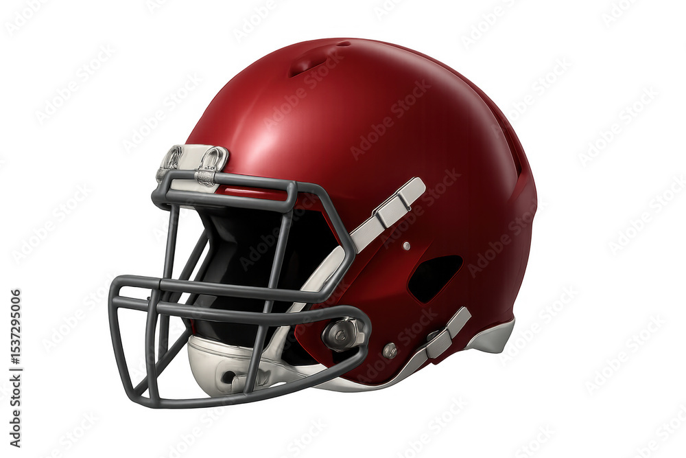 Fototapeta premium Studio shot of a red football helmet with a face mask, isolated on a transparent background, perfect for sports-themed projects