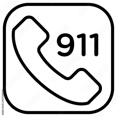Call 911 phone number icon Thin line vector design